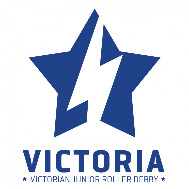 Victorian Junior Roller Derby Logo - A five pointed blue star with a lightning bolt vertically through the middle.